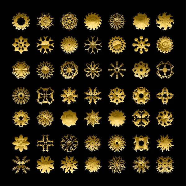 Gouden sneeuwvlokken set — Stockvector