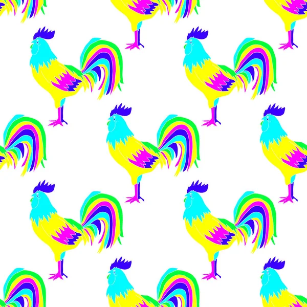 Roosters seamless pattern — Stock Vector