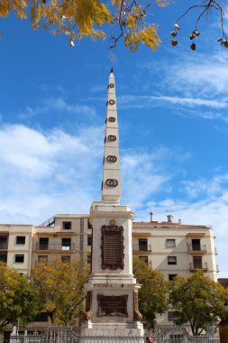 Anıtı Dikilitaş Plaza de la Merced Malaga, İspanya içinde