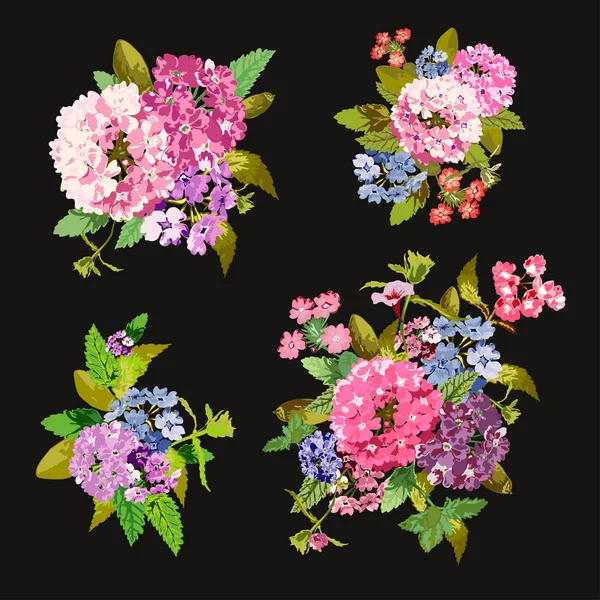 Set decoraciones florales — Vector de stock