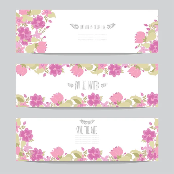 Set di carte floreali — Vettoriale Stock