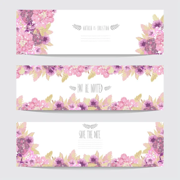 Conjunto de tarjetas florales — Vector de stock