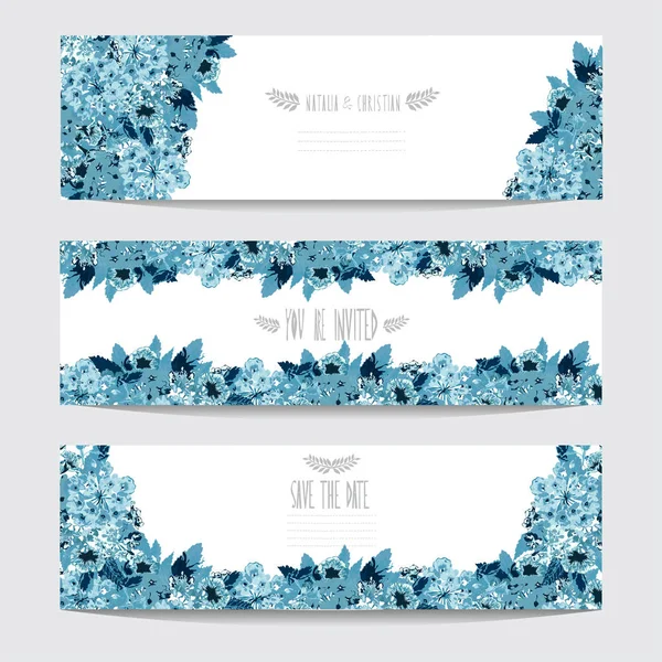 Conjunto de tarjetas florales — Vector de stock