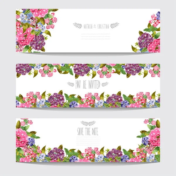 Set di carte floreali — Vettoriale Stock