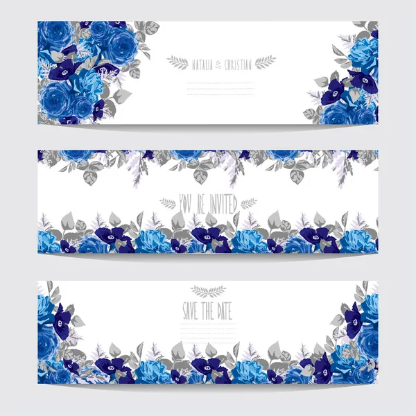 Invitaciones flores azules imágenes de stock de arte vectorial |  Depositphotos