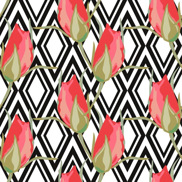 Motif floral sans couture — Image vectorielle