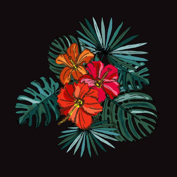 Hibiscus floral bouquet — Wektor stockowy