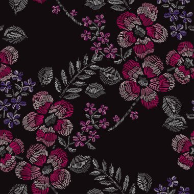 Nakış çiçek seamless modeli