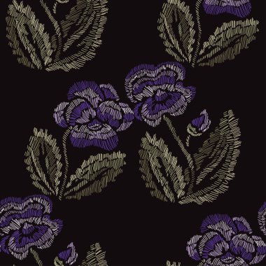 Nakış çiçek seamless modeli