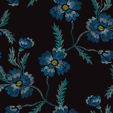 Nakış çiçek seamless modeli