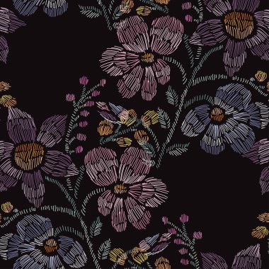 Nakış çiçek seamless modeli