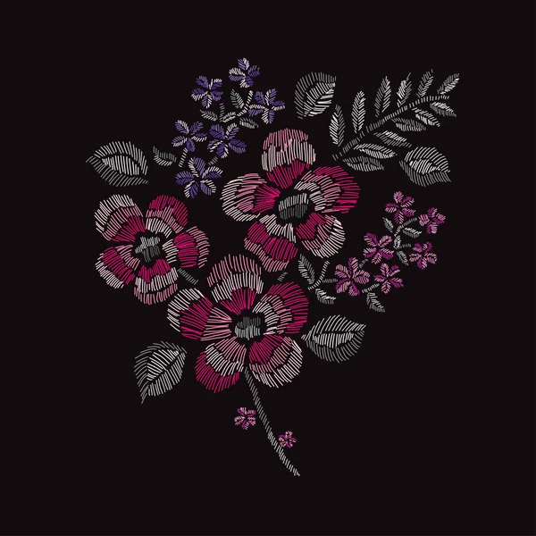 Ramo floral decorativo — Vector de stock