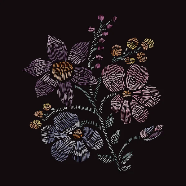 Ramo floral decorativo — Vector de stock