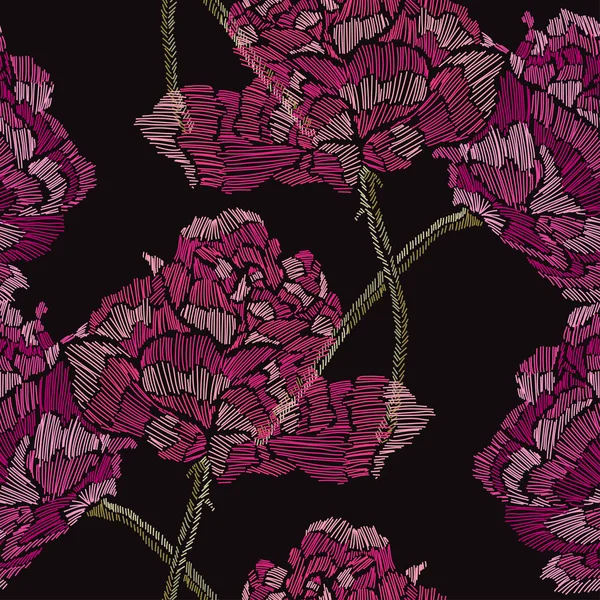 刺繍花柄シームレス — ストックベクタ