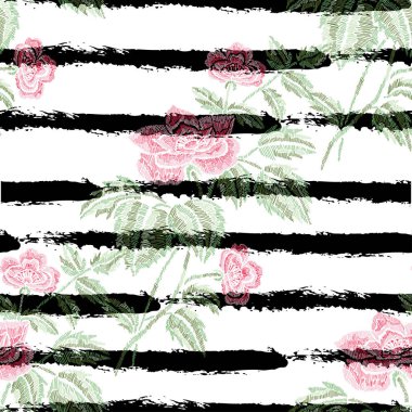 Nakış çiçek seamless modeli