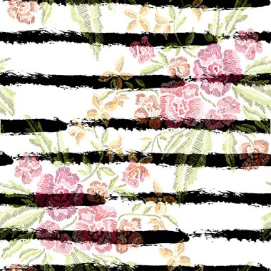 Nakış çiçek seamless modeli