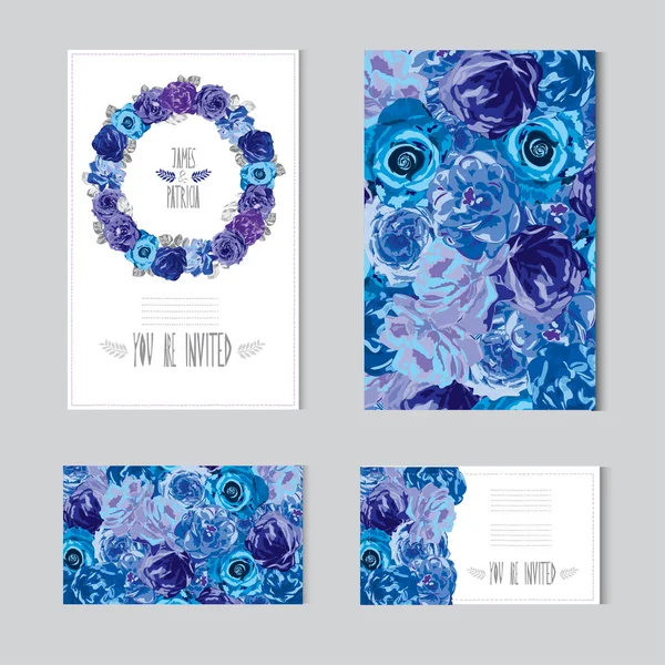 Conjunto de tarjetas florales — Vector de stock