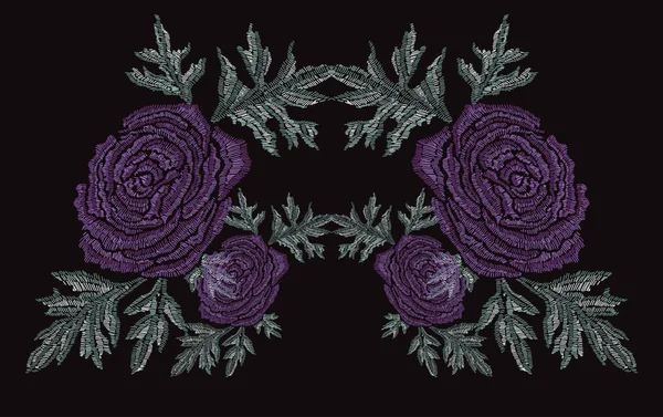 Borduurwerk florale decoratie — Stockvector