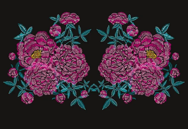 Κέντημα floral διακόσμηση — Διανυσματικό Αρχείο