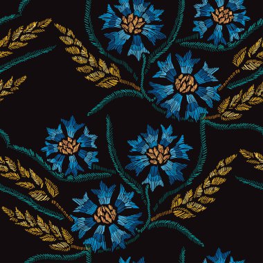 Nakış çiçek seamless modeli