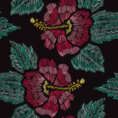 Nakış çiçek seamless modeli