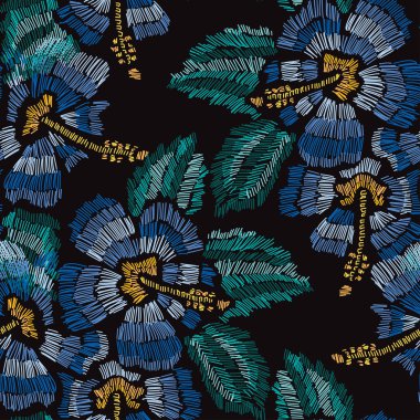 Nakış çiçek seamless modeli