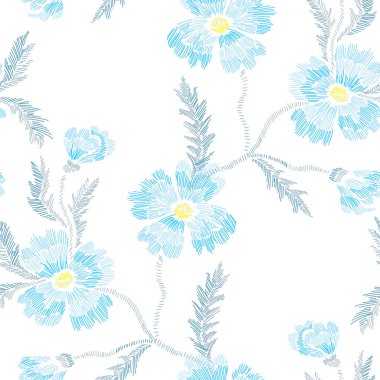 Nakış çiçek seamless modeli