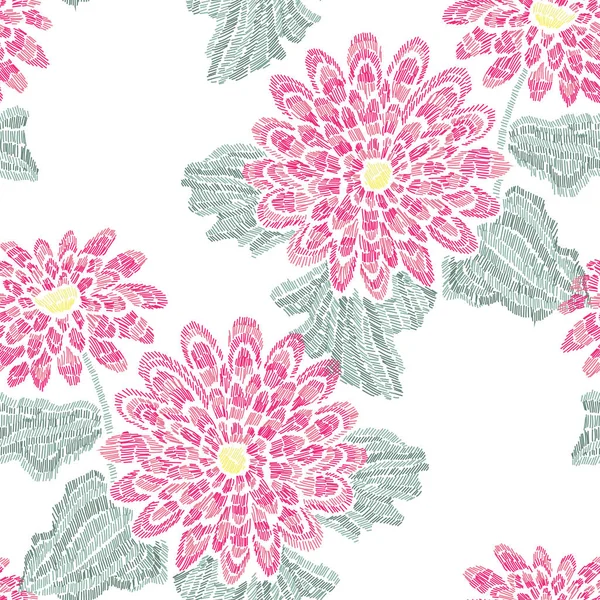 Broderie motif floral sans couture — Image vectorielle