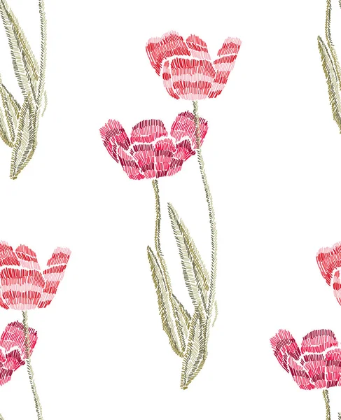 Broderie motif floral sans couture — Image vectorielle