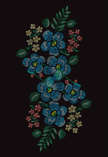 刺绣装饰花卉 — 图库矢量图片