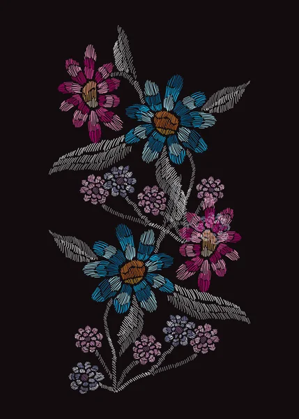 Borduurwerk florale decoratie — Stockvector