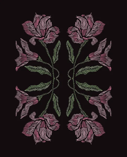 Bordado decoración floral — Vector de stock