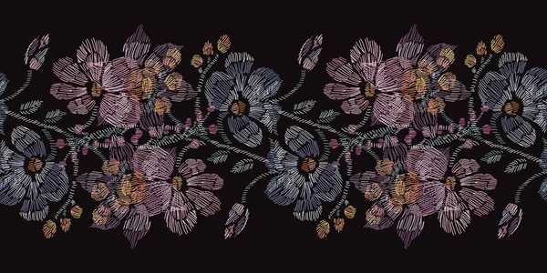 Stickerei florales nahtloses Muster — Stockvektor