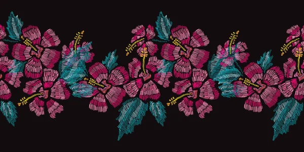 刺繍花柄シームレス — ストックベクタ