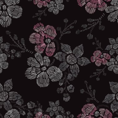 Nakış çiçek seamless modeli