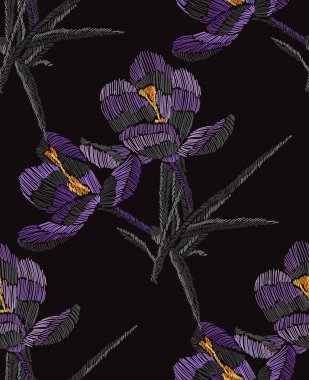 Nakış çiçek seamless modeli