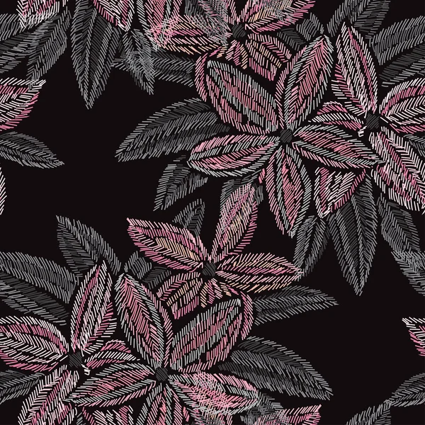 Broderie motif floral sans couture — Image vectorielle