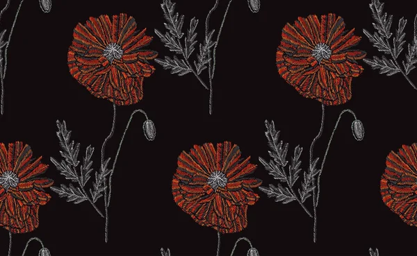 Broderie motif floral sans couture — Image vectorielle