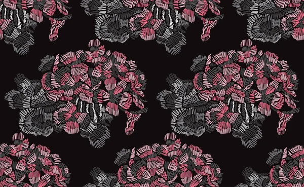 Bordado floral patrón sin costura — Vector de stock