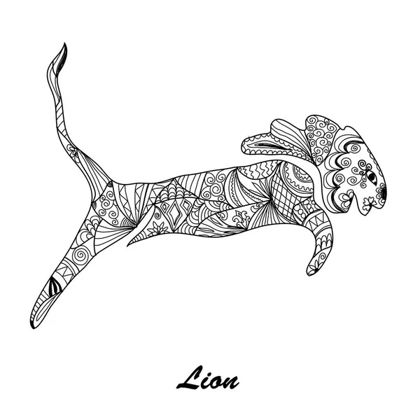 Leão desenhado à mão — Vetor de Stock