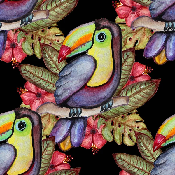 watercolor tropical  seamless pattern