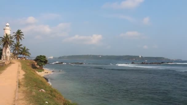 Vista Del Faro Galle Océano Índico Desde Galle Sri Lanka — Vídeo de stock