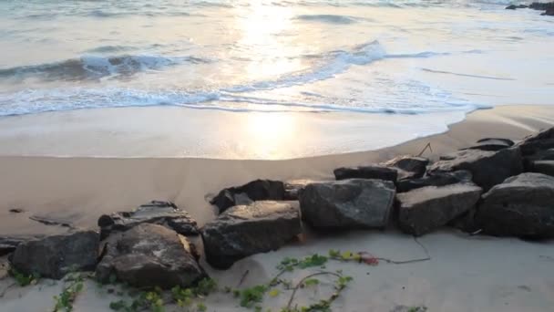 Vista Pôr Sol Oceano Índico Hikkaduwa Sri Lanka Fundo Marinho — Vídeo de Stock