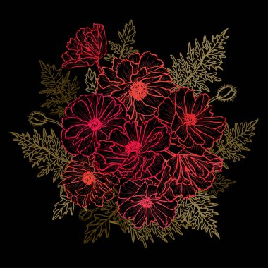 Elle çizilmiş çiçek dekorasyon