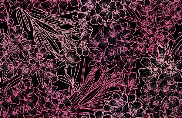 Κομψό Σχέδιο Χωρίς Ραφή Άνθη Πικροδάφνης Σχεδιαστικά Στοιχεία Floral Μοτίβο — Διανυσματικό Αρχείο