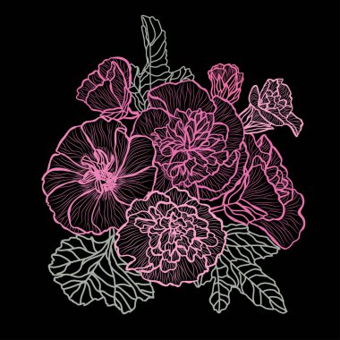 Elle çizilmiş çiçek dekorasyon