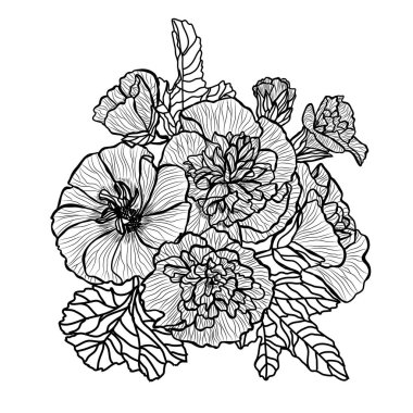 Elle çizilmiş çiçek dekorasyon