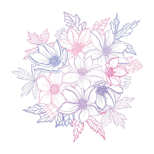 Decoración floral dibujada a mano — Vector de stock