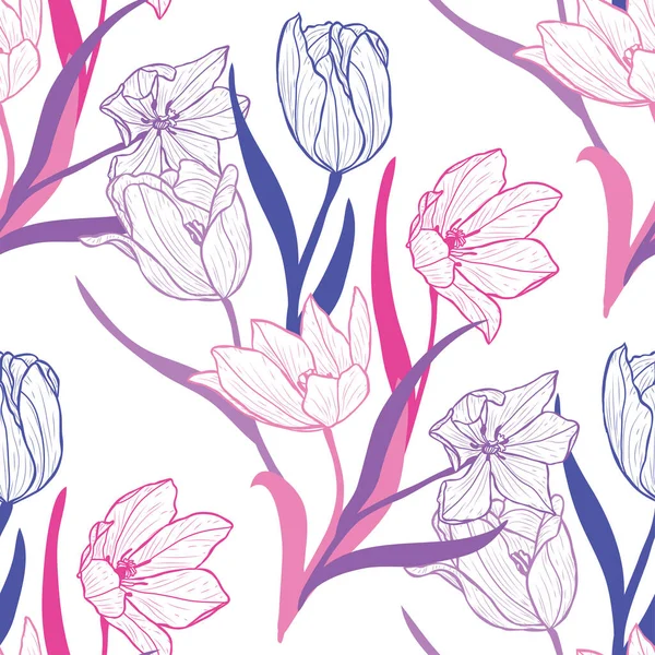 Bloemen naadloos patroon — Stockvector