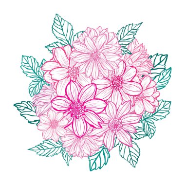 Elle çizilmiş çiçek dekorasyon